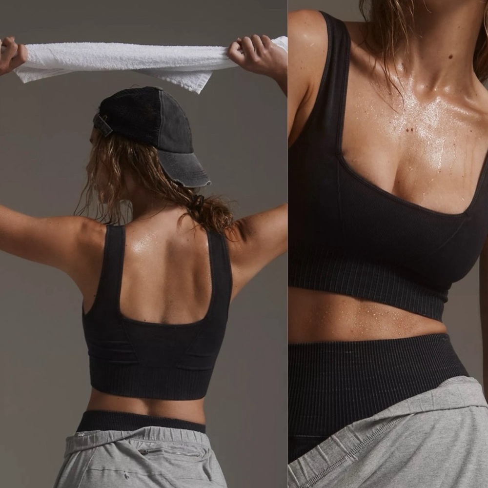 NWOT Free People Movement Good Karma Square
Neck Crop Top in washed b…